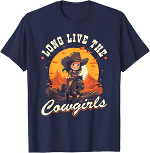 Long Live The Cowgirls, Country Rodeo Girl Toddler Cowgirl T-Shirt - T-Shirt | Navy