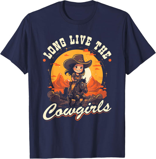 Long Live The Cowgirls, Country Rodeo Girl Toddler Cowgirl T-Shirt - T-Shirt | Navy