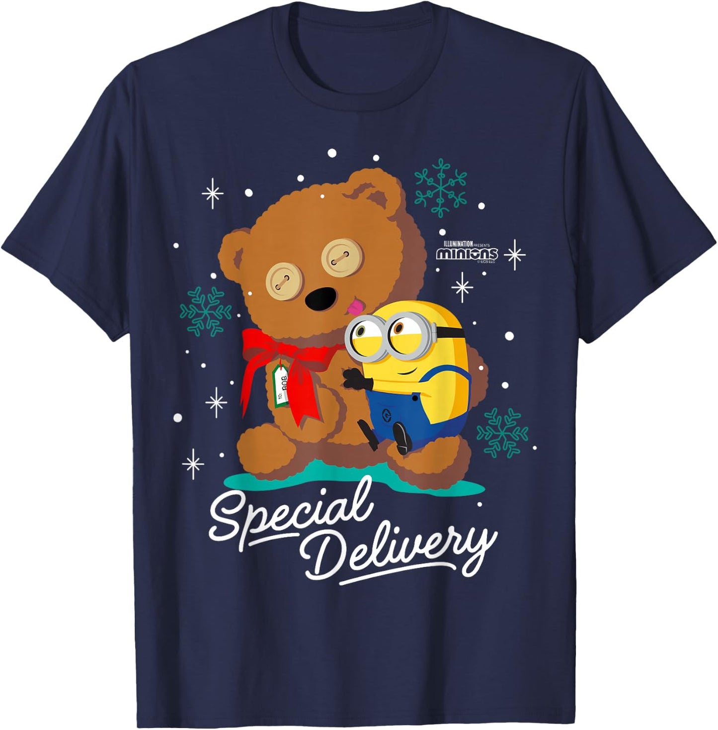 Minions Bob and Tim The Teddy Bear Holiday T-Shirt - T-Shirt | Navy