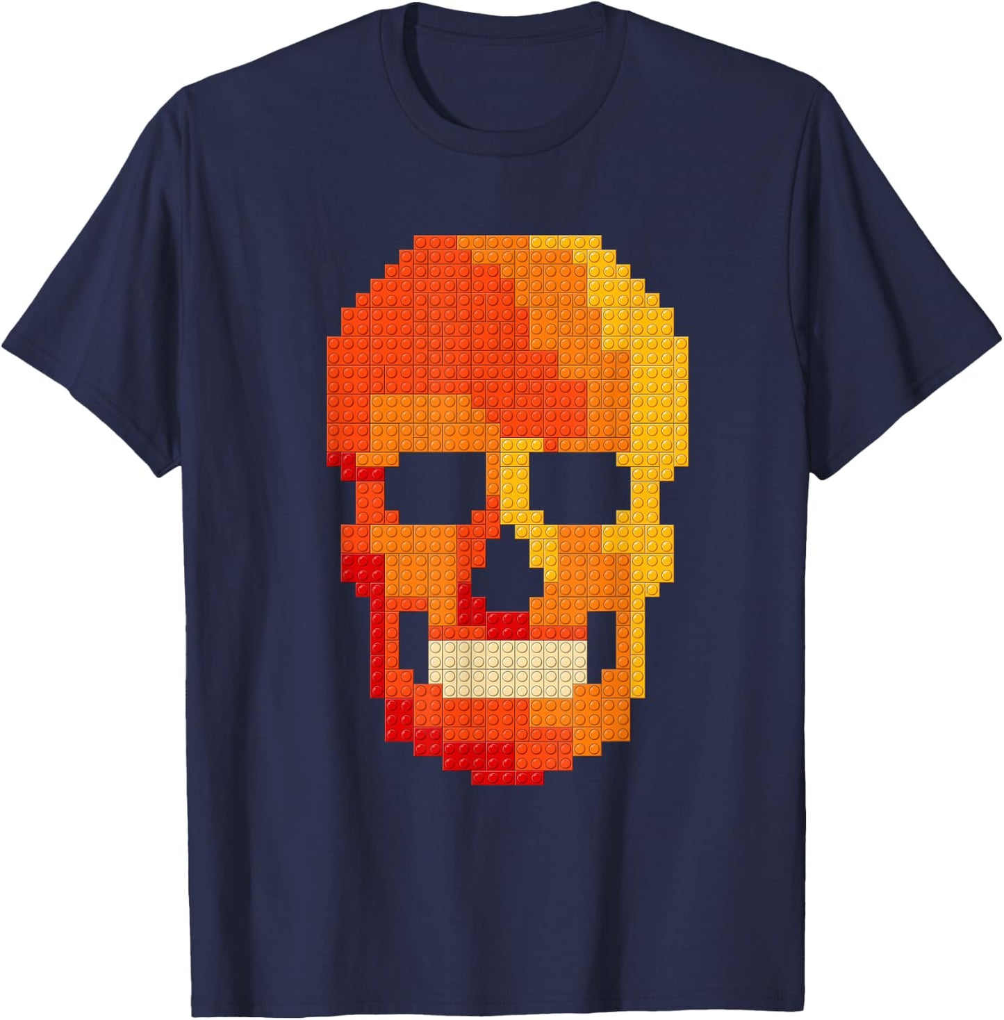 Skull Block Builder Bricks Halloween Skeleton Master Builder T-Shirt - T-Shirt | Navy