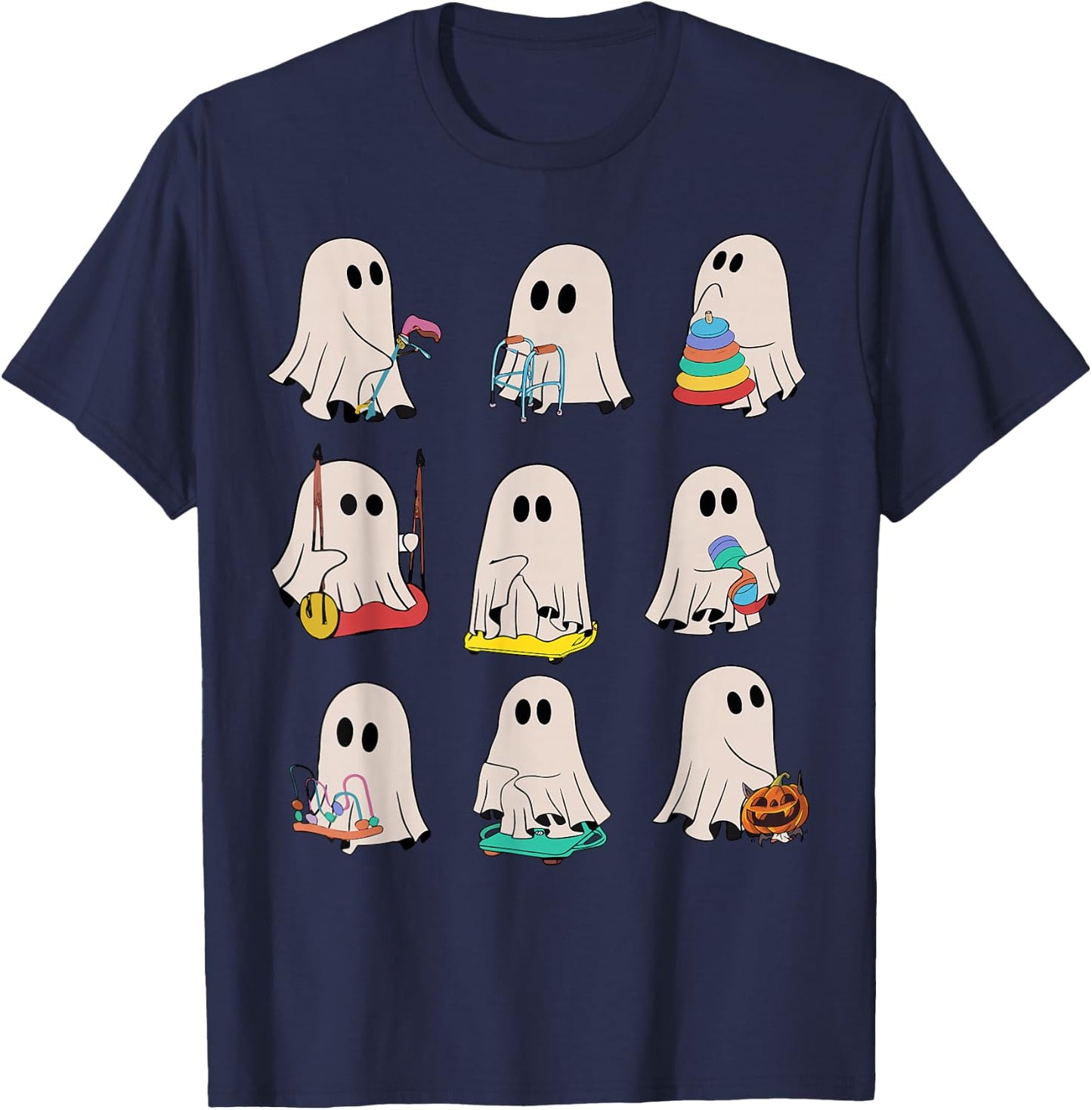 Occupational Therapy Halloween OT Ghost Boo Speech Therapy T-Shirt - T-Shirt | Navy