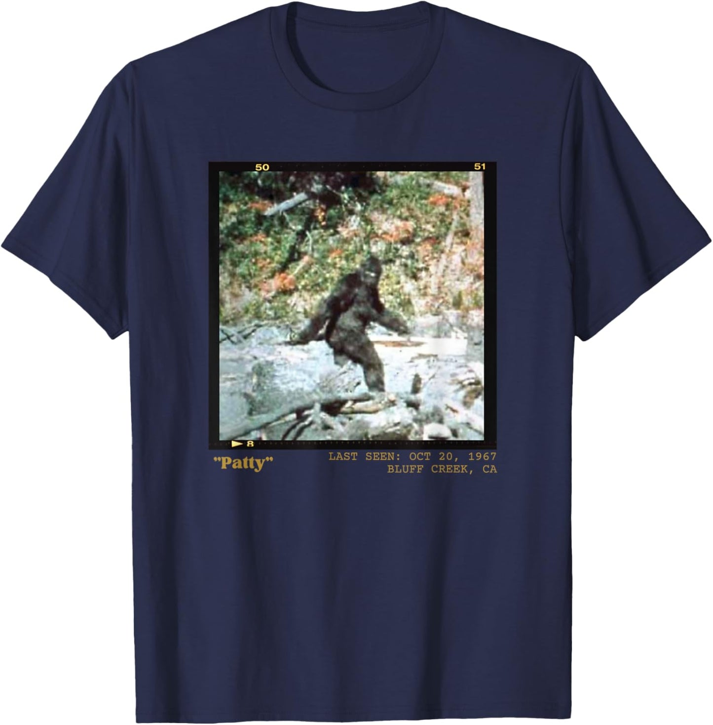 Bigfoot History Historic Bigfoot Photography Patty the Bigfoot T-Shirt - T-Shirt | Navy