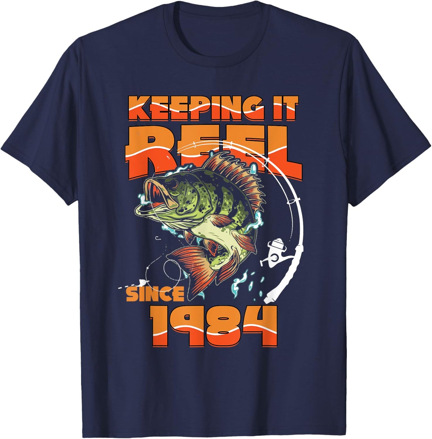 Keeping It Reel Since 1984 Fishing Lovers 41st Birthday T-Shirt - T-Shirt | Navy