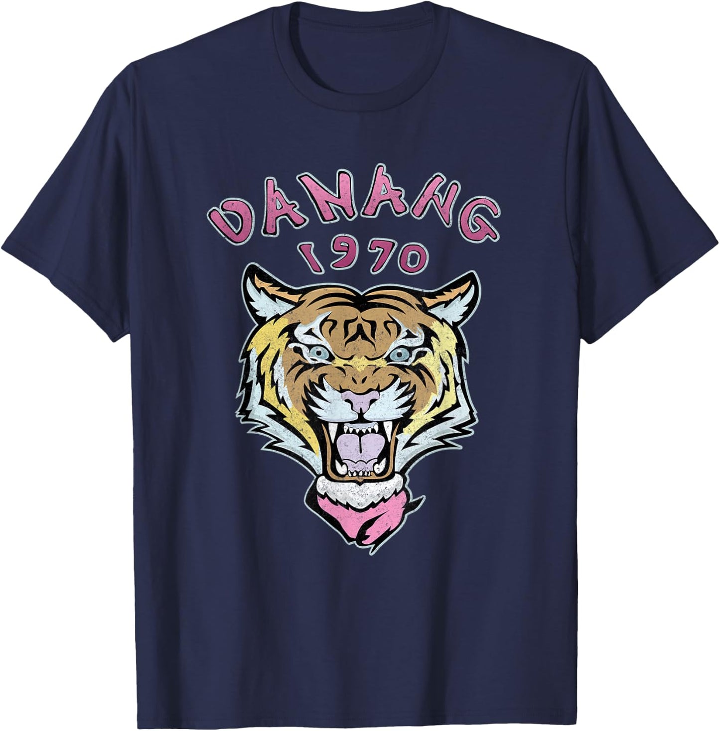 Tiger, Vintage Danang 1970 retro tiger worn effect, team T-Shirt - T-Shirt | Navy