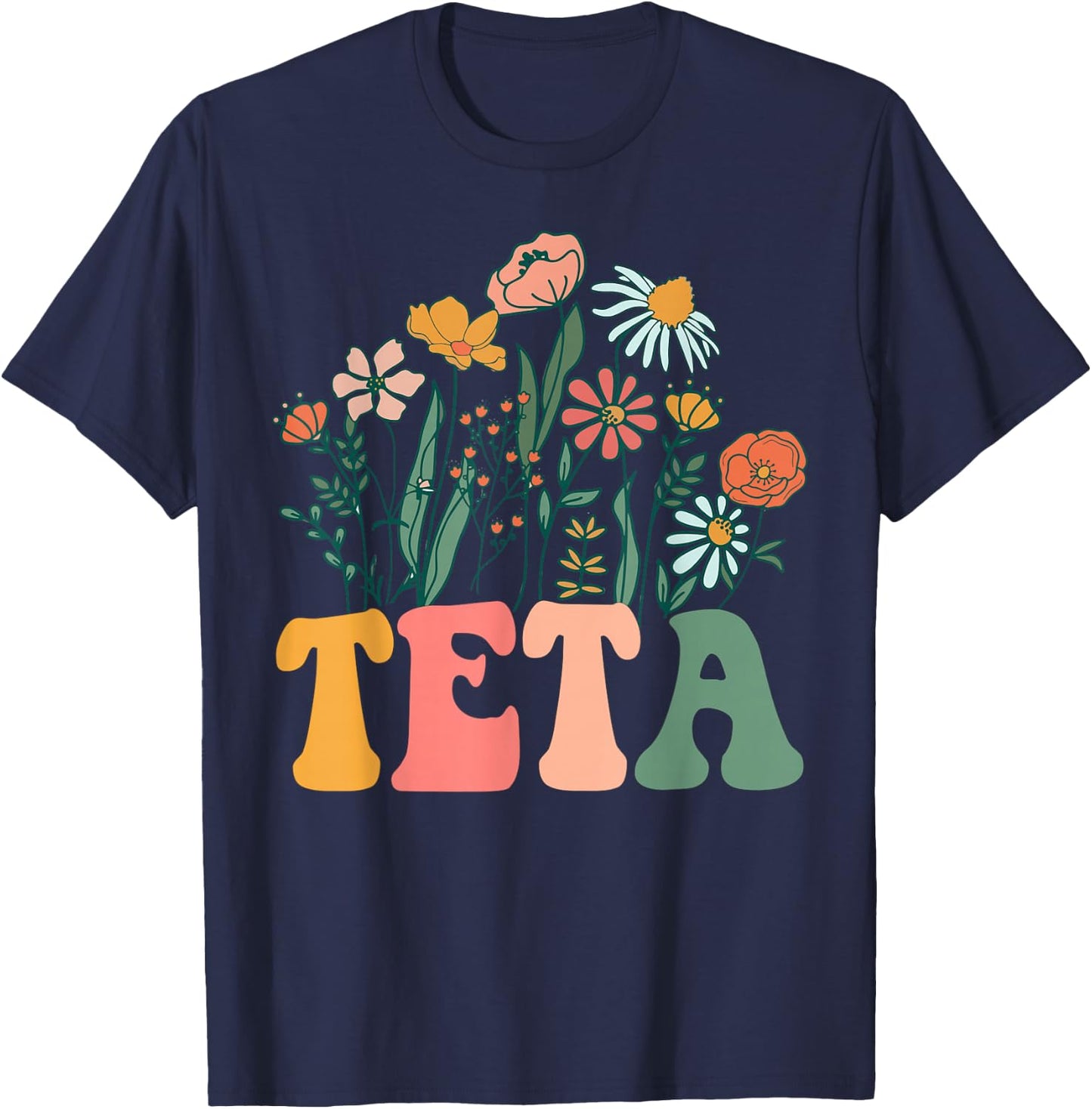 New TETA Wildflower First Birthday & Baby Shower T-Shirt - T-Shirt | Navy