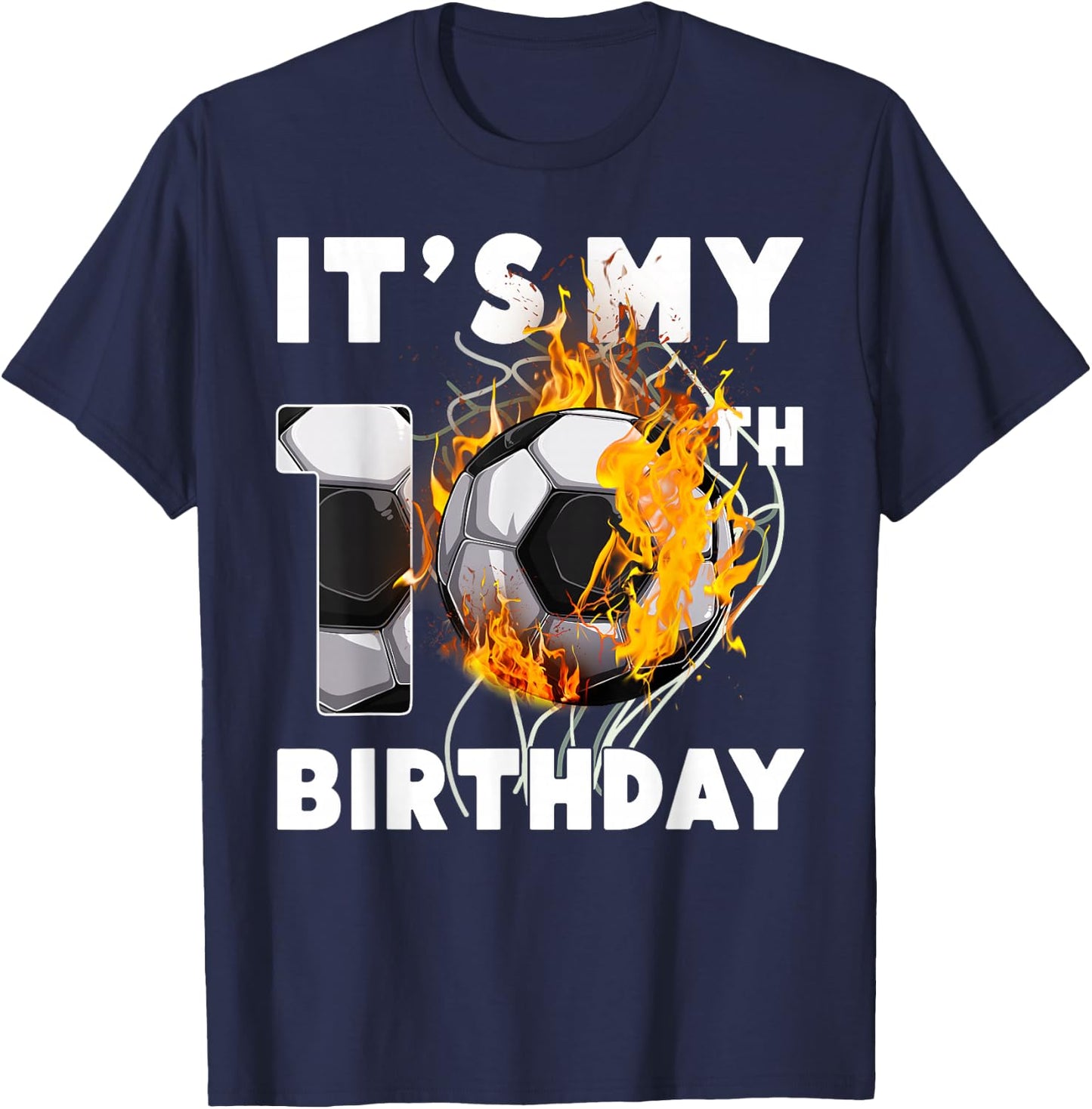 Funny It's My 10th Birthday 10 Years Old Soccer Ball Boys T-Shirt - T-Shirt | Navy