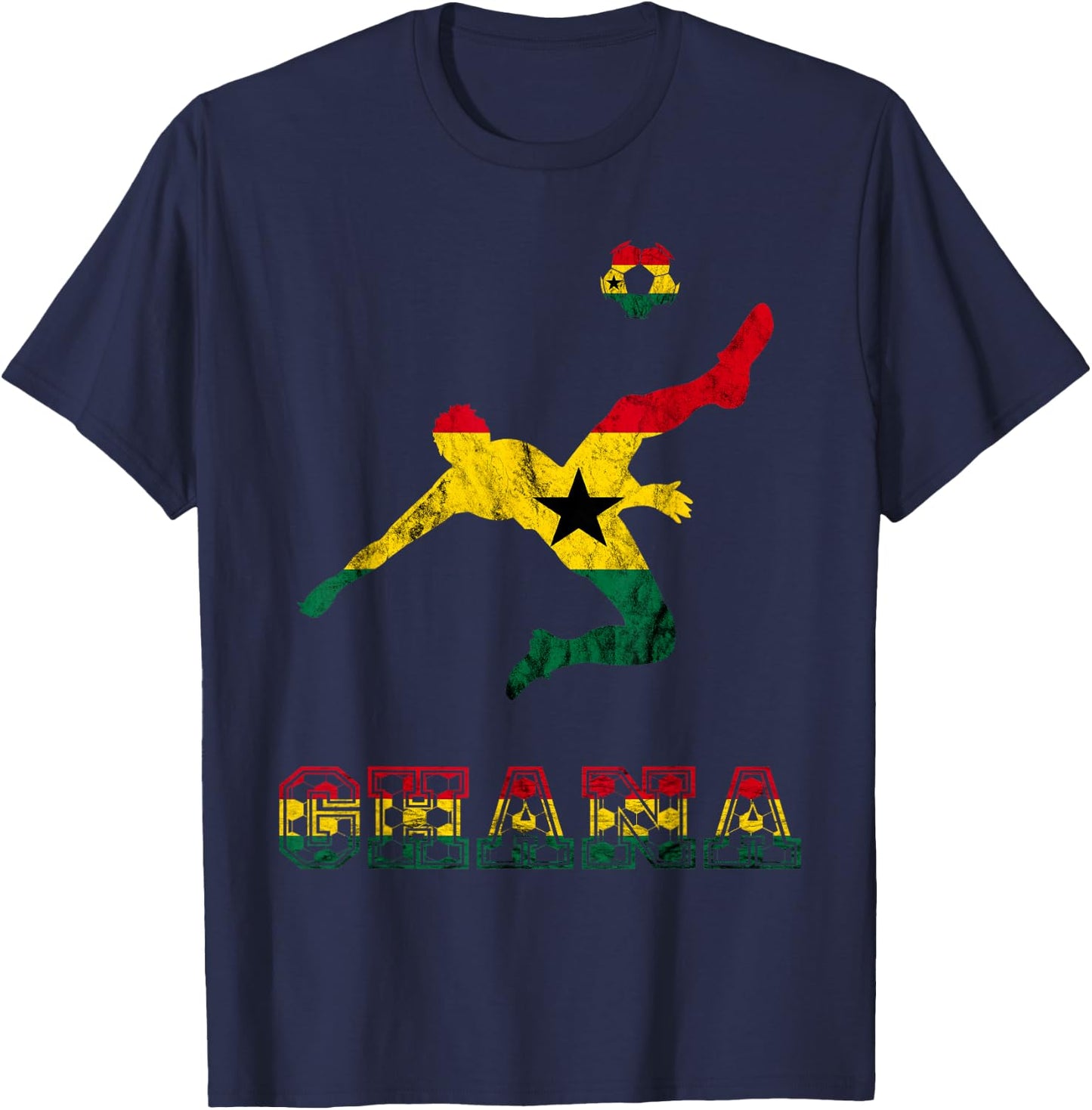 Ghana Evolution Ghana Flag Ghana Soccer Player Ghanese Pride T-Shirt - T-Shirt | Navy