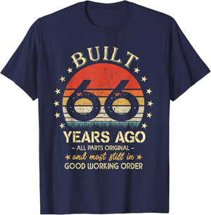 Built 66 Years Ago - All Parts Original Funny 66th Birthday T-Shirt - T-Shirt | Navy