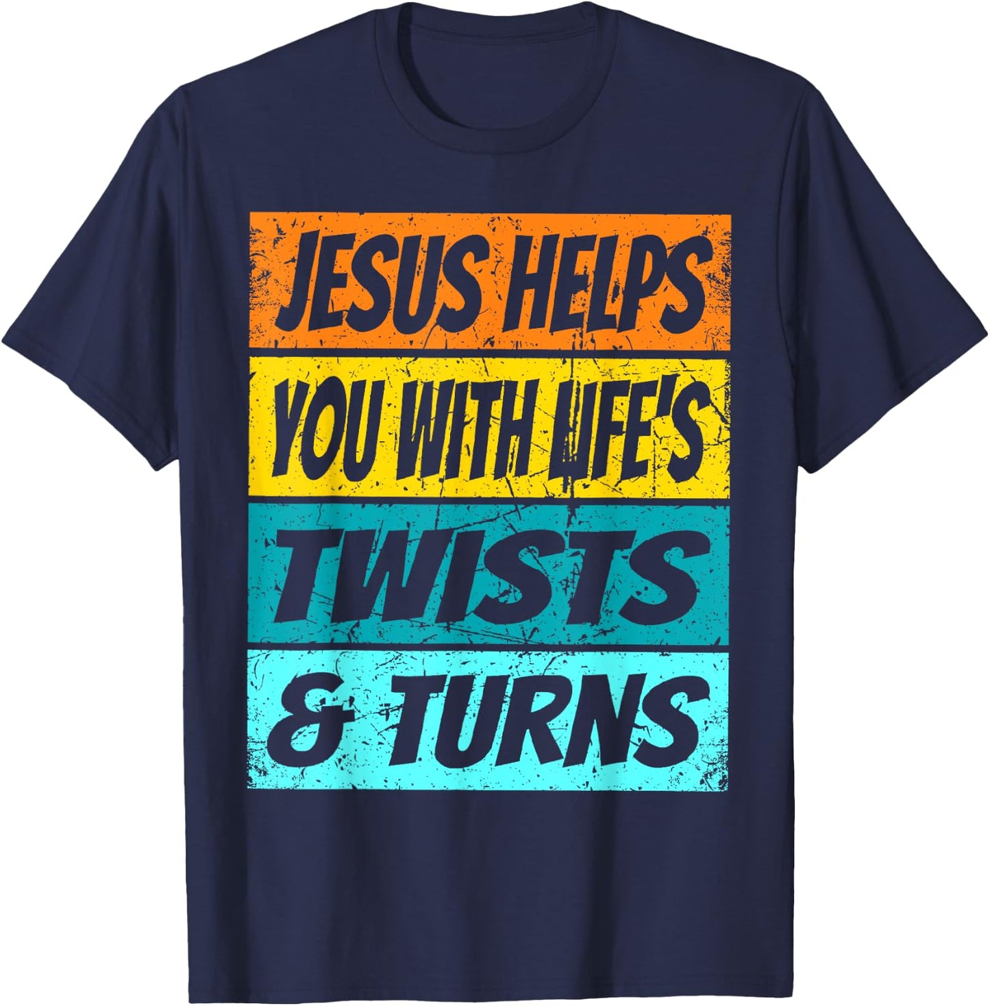 Retro Jesus Helps You With Life's Twists And Turns VBS 2023 T-Shirt - T-Shirt | Navy