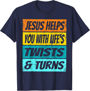 Retro Jesus Helps You With Life's Twists And Turns VBS 2023 T-Shirt - T-Shirt | Navy