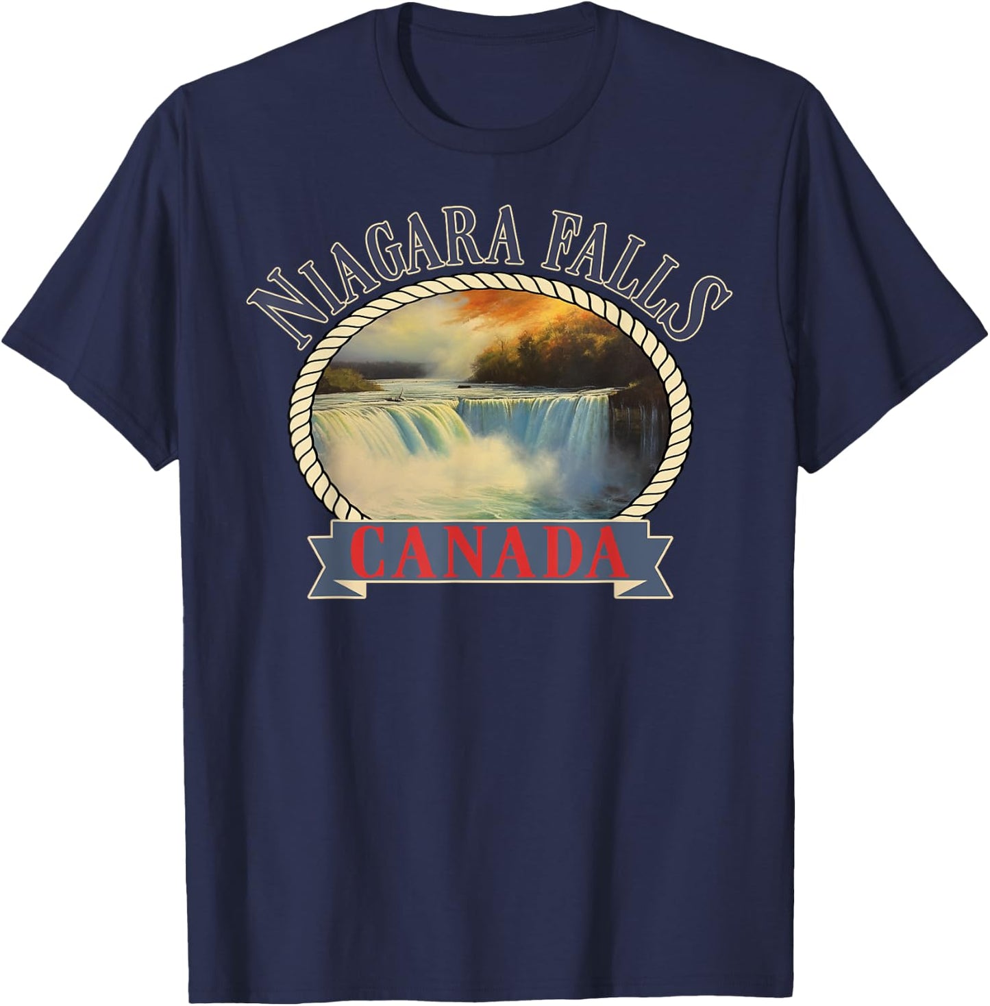 Niagara Falls Canada USA Nature river T-Shirt - T-Shirt | Navy