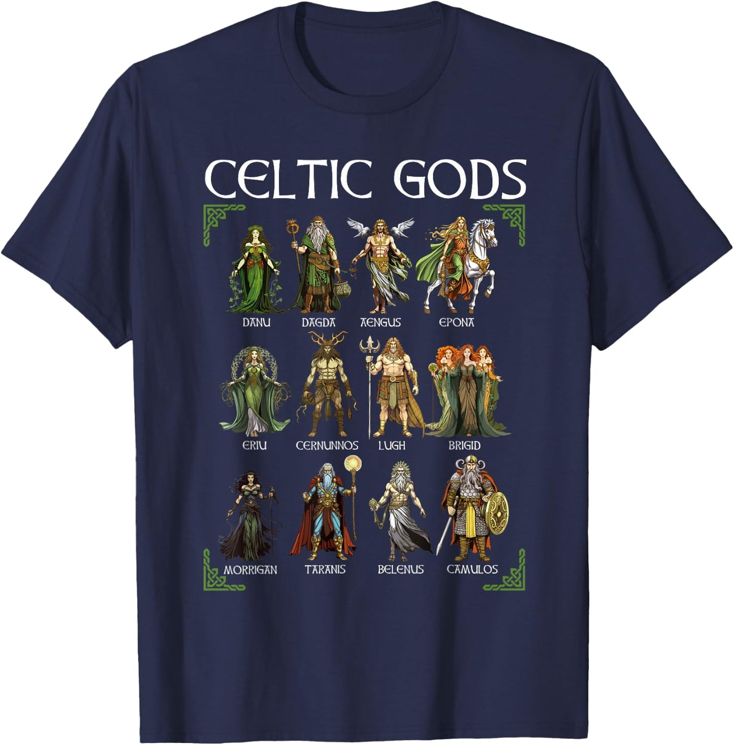 Celtic Mythology Gods Norse Viking Warriors Irish Scotish T-Shirt - T-Shirt | Navy