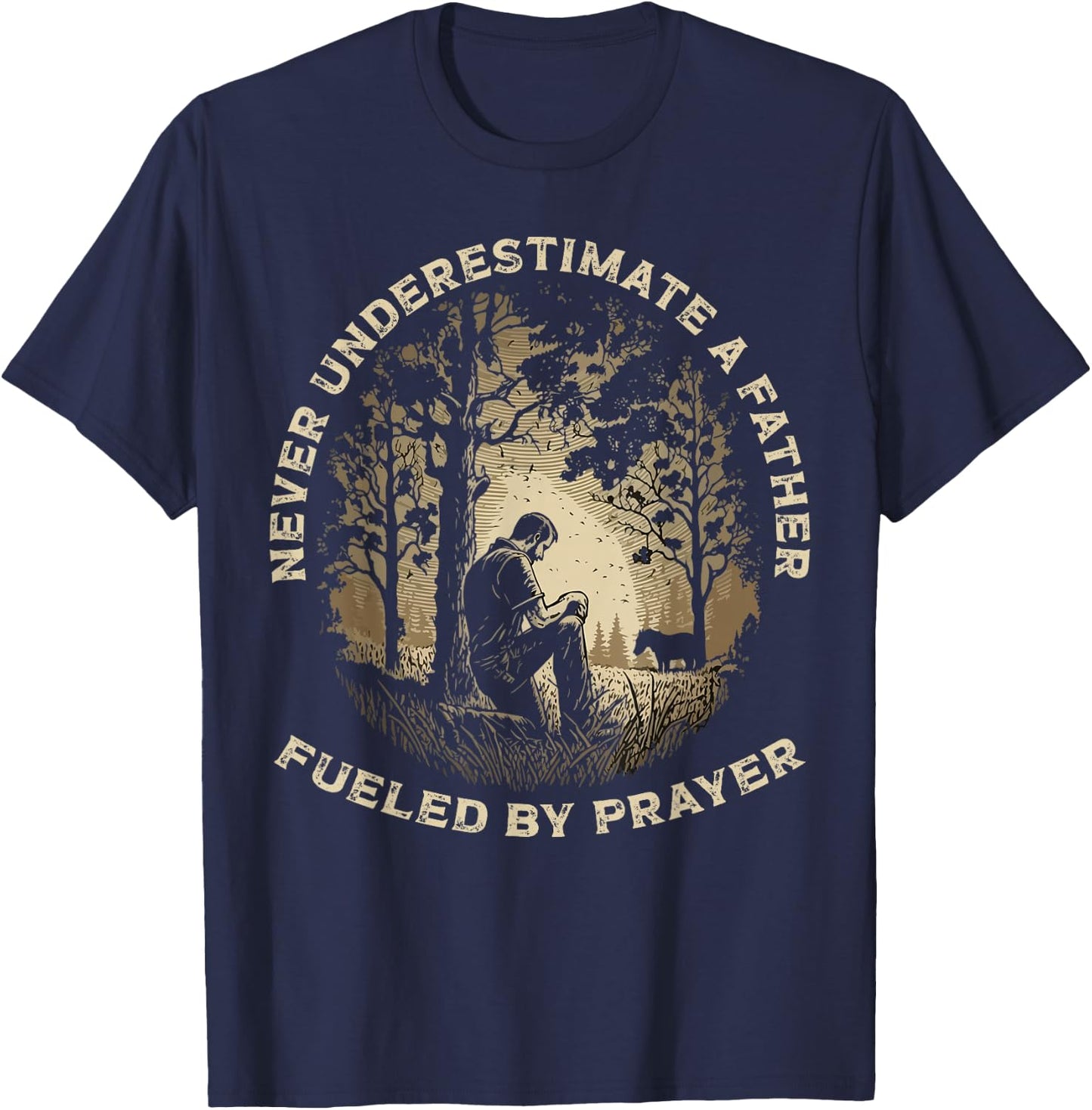 Best Dad Ever Religious Prayer Warrior Christian Fathers Day T-Shirt - T-Shirt | Navy