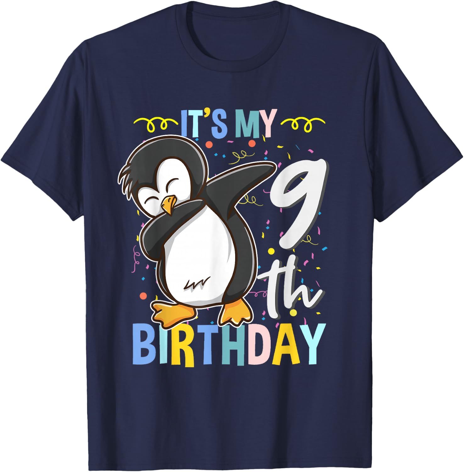 Its My 9th Birthday Dabbing Penguin T-Shirt - T-Shirt | Navy