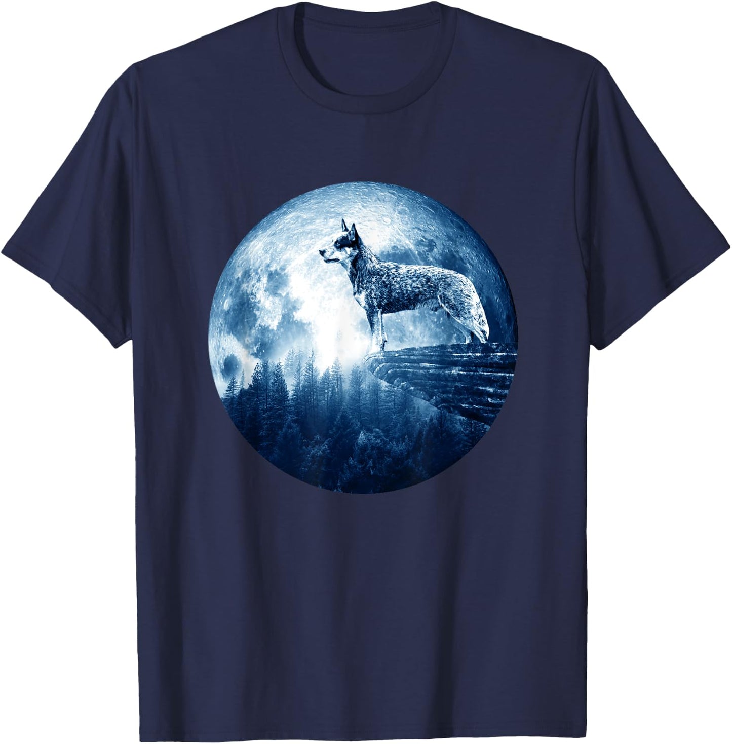 Australian Cattle Dog Moon Dog Mom Dad Women Men Dog Lovers T-Shirt - T-Shirt | Navy