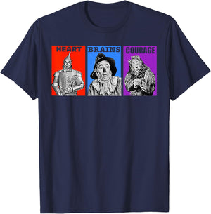 Heart Brains Courage T-Shirt - T-Shirt | Navy