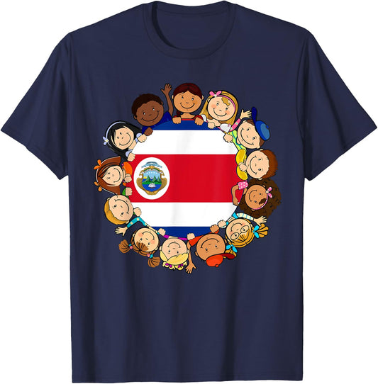 Costa Rica Flag Rican Kids Hispanic Heritage Month Boy Girl T-Shirt - T-Shirt | Navy