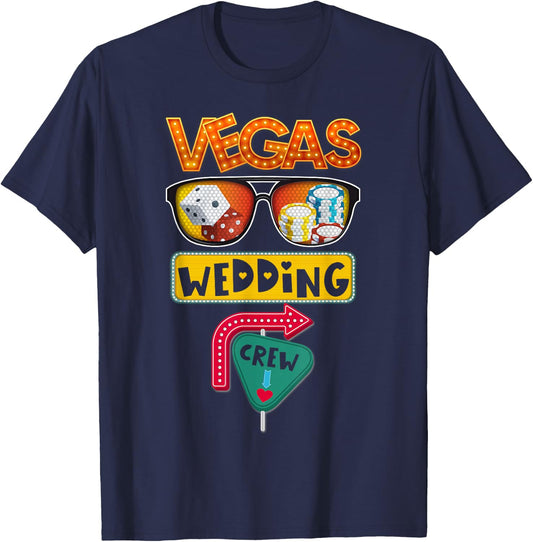 Vegas Wedding Party Married in Vegas Wedding Crew Casino T-Shirt - T-Shirt | Navy