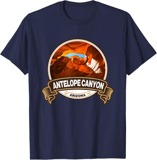 Antelope Canyon Arizona Landmark Badge Vintage T-Shirt - T-Shirt | Navy