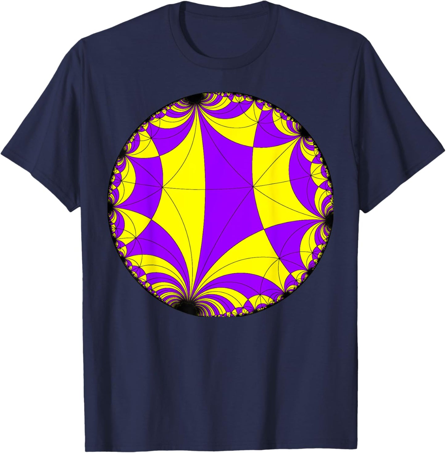 Nerdy Hyperbolic Geometry Poincare Disk Pattern Math Teacher Women Girls Kids T-Shirt - T-Shirt | Navy