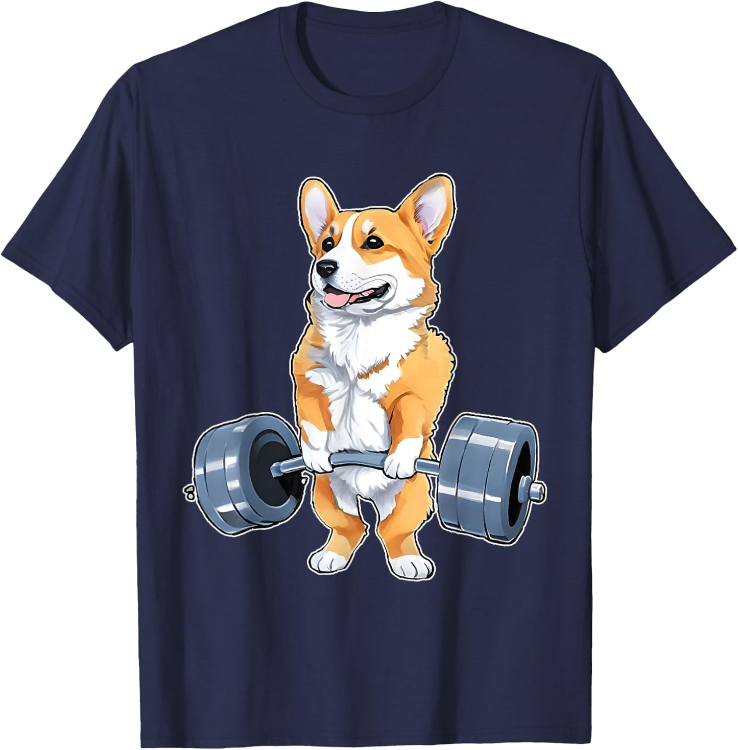 Corgi Weight Lifter Bodybuilding Weight Lifting Deadlift T-Shirt - T-Shirt | Navy