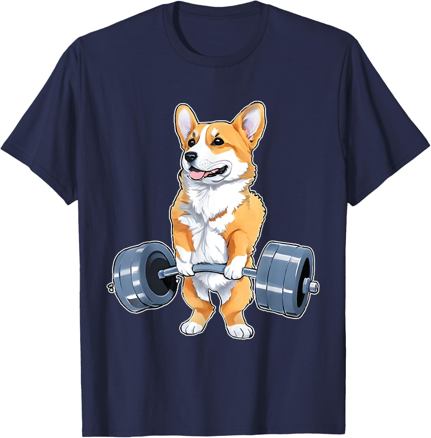 Corgi Weight Lifter Bodybuilding Weight Lifting Deadlift T-Shirt - T-Shirt | Navy