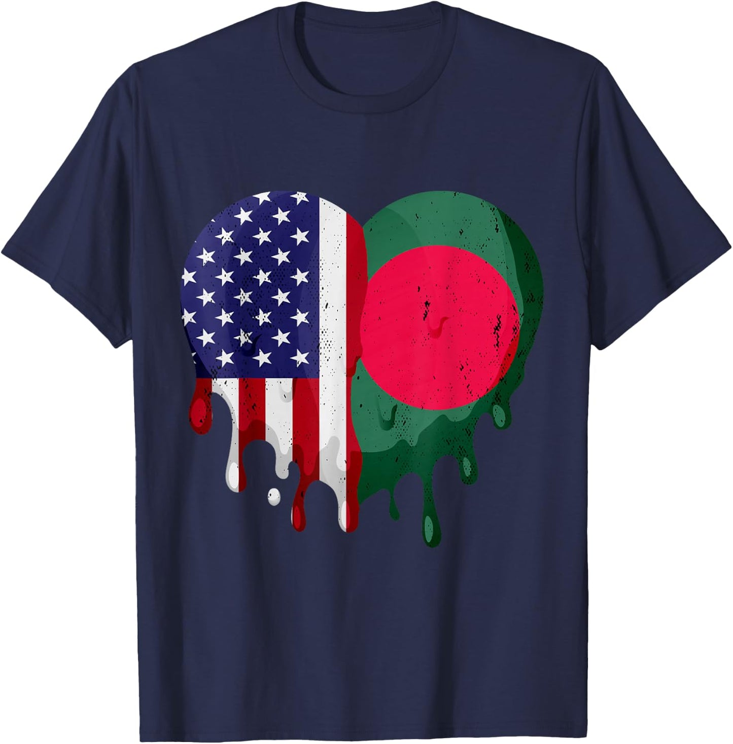 American Bangladeshi Heritage Month Bangladesh Flag Heart T-Shirt - T-Shirt | Navy