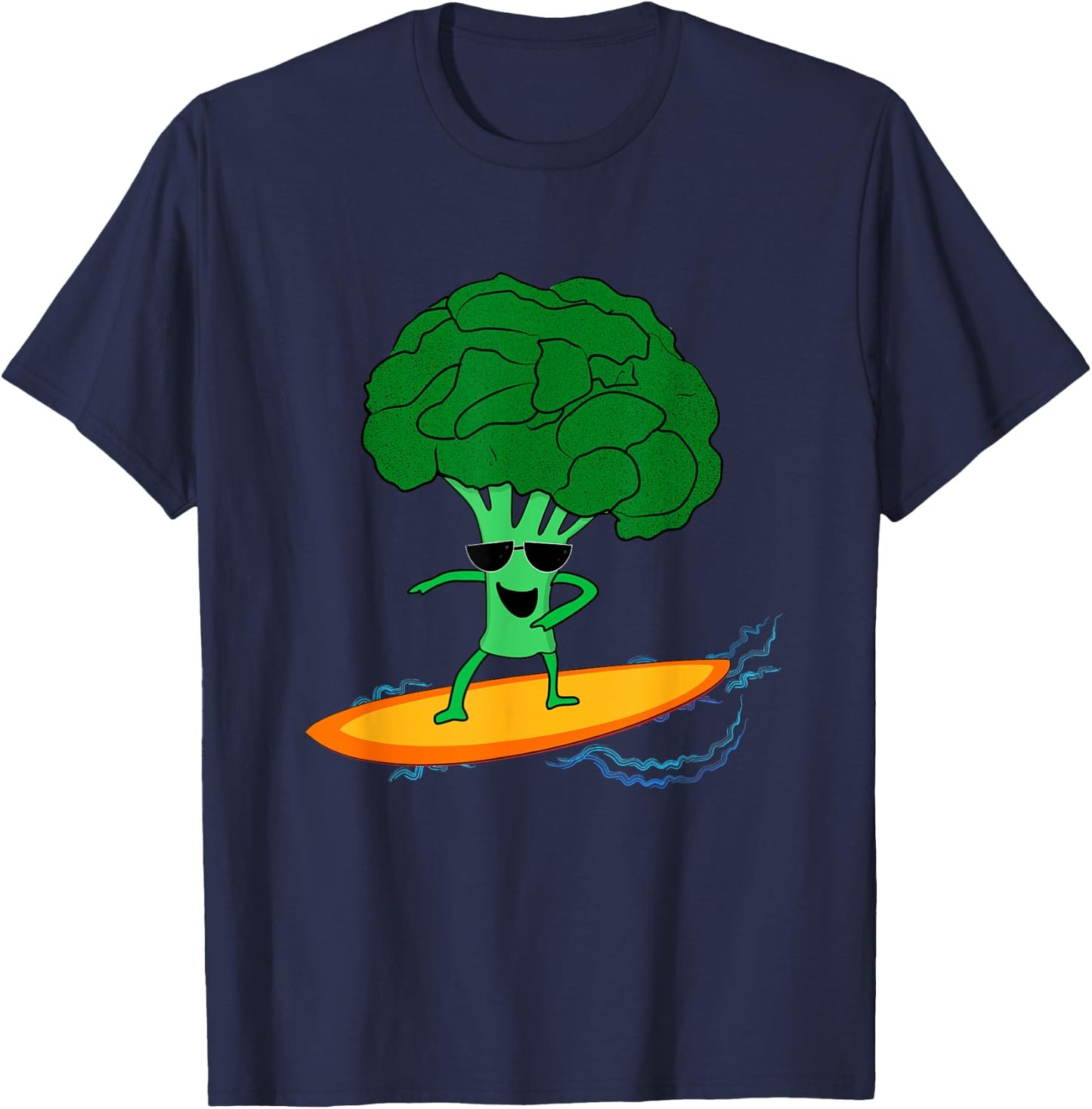 Surfing Broccoli. Riding the Veggie Wave T-Shirt - T-Shirt | Navy