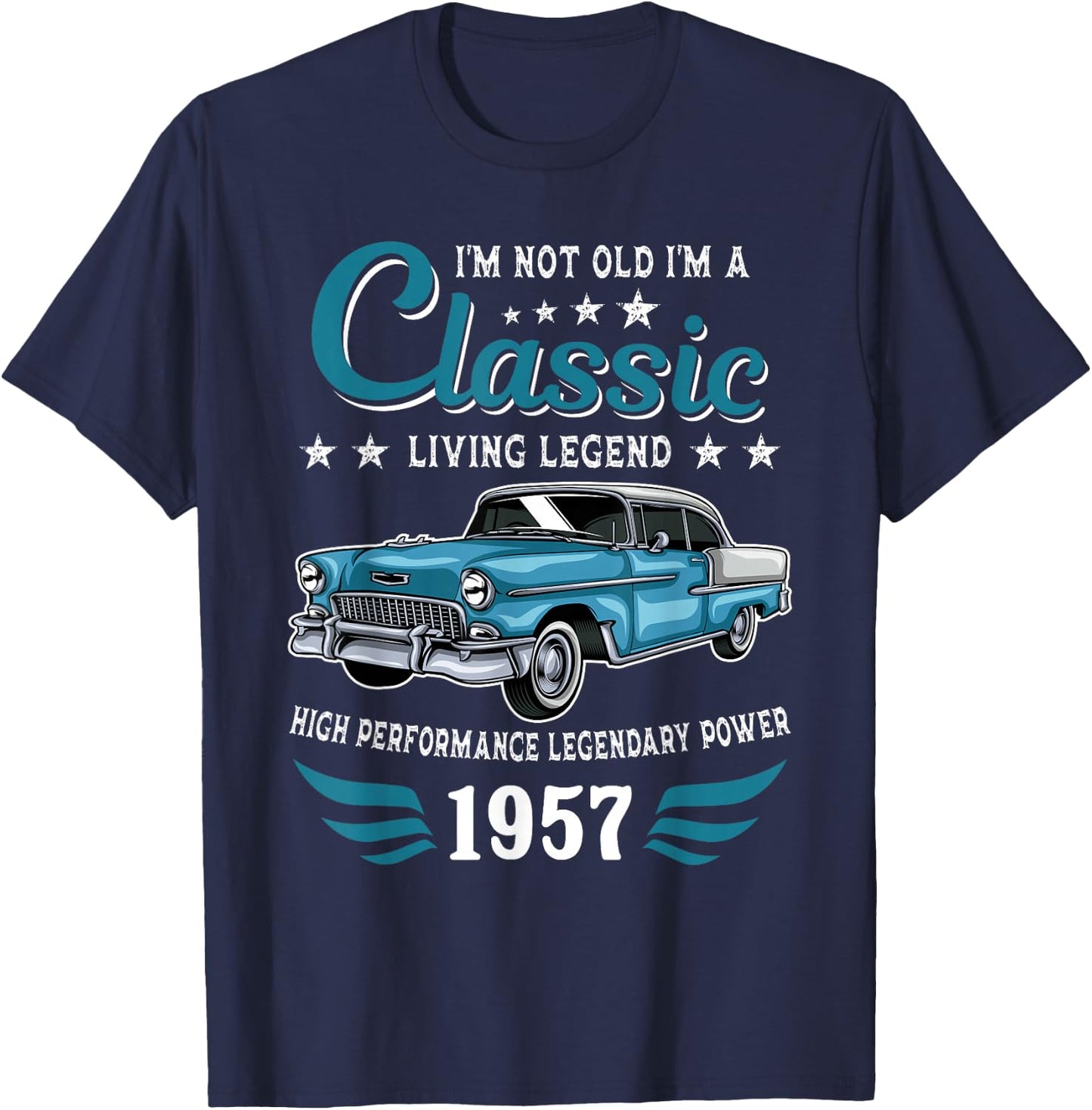 Vintage 1957 Birthday Classic Car for Legends Born in 1957 T-Shirt - T-Shirt | Navy