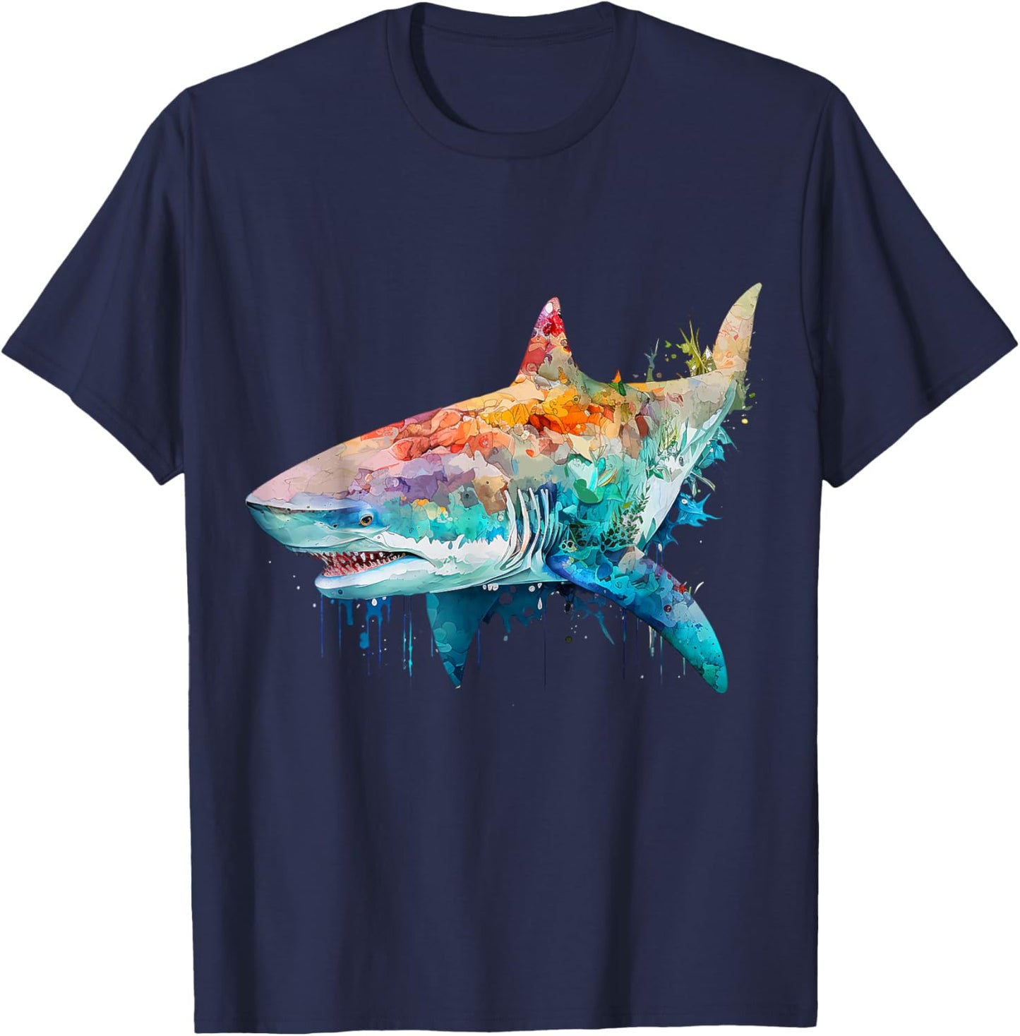 Shark Beach Lover Ocean Animal Graphic Novelty T-Shirt - T-Shirt | Navy