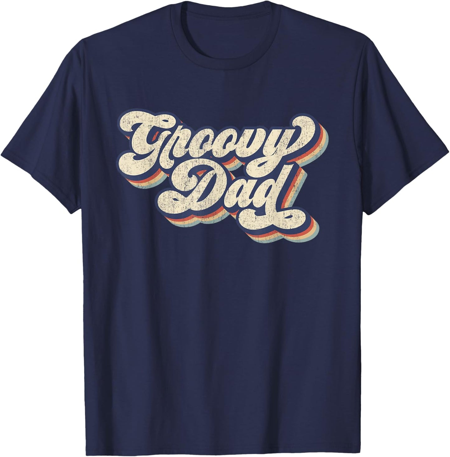 Groovy Dad Retro 70s Aesthetic Style Men T-Shirt - T-Shirt | Navy