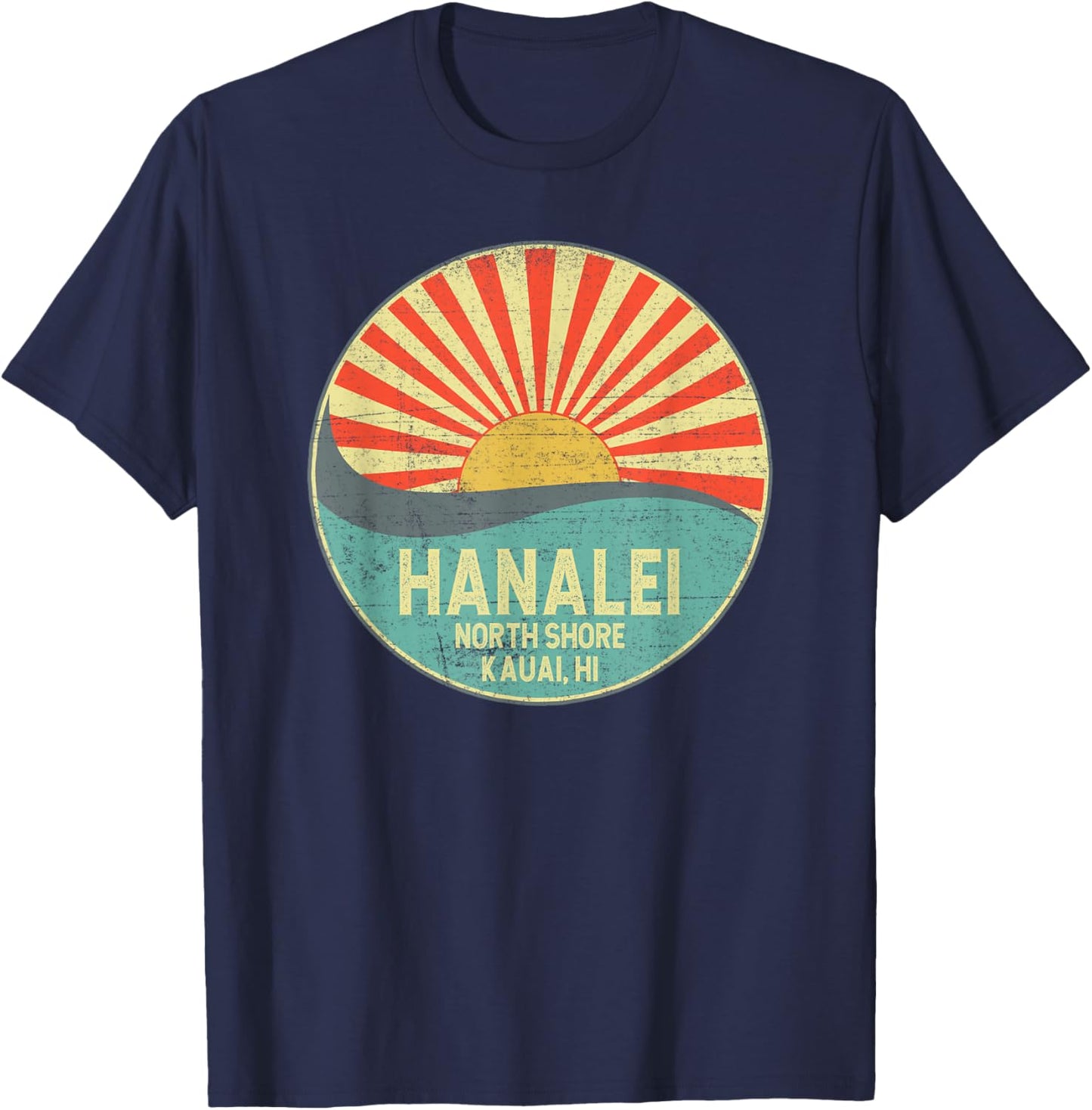 Hanalei North Shore Oahu Hawaii Surf Surfing Sunset T-Shirt - T-Shirt | Navy
