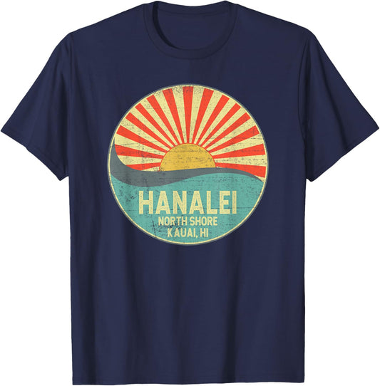 Hanalei North Shore Oahu Hawaii Surf Surfing Sunset T-Shirt - T-Shirt | Navy