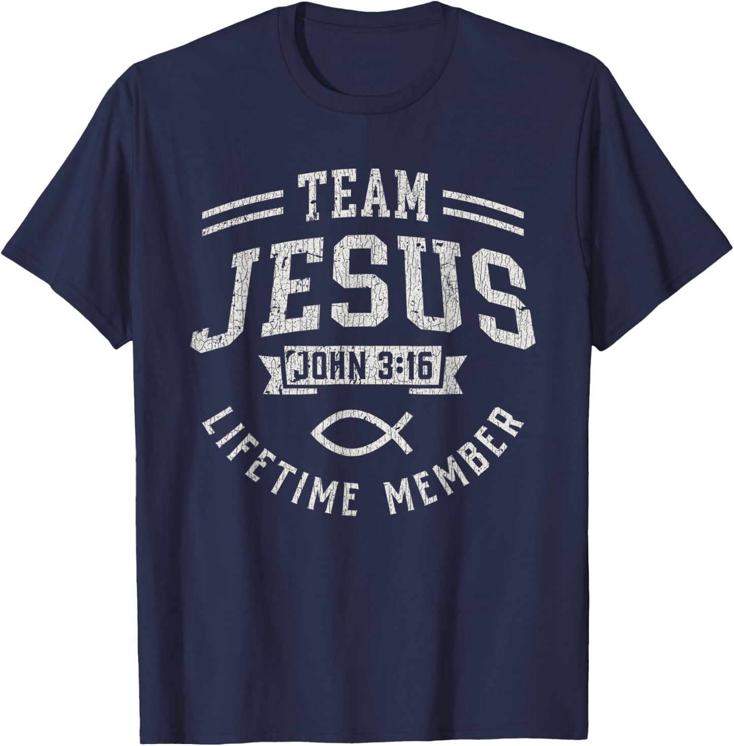 Vintage Team Jesus John 3_16 Lifetime Member God Christian T-Shirt - T-Shirt | Navy