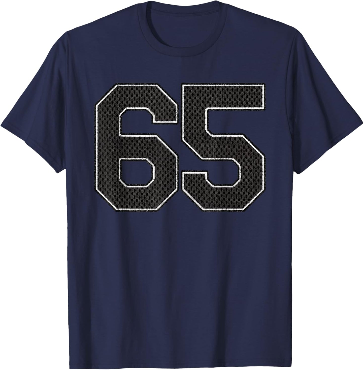 Black Number 65 Athlete Sports Jersey Supporter Fanwear T-Shirt - T-Shirt | Navy