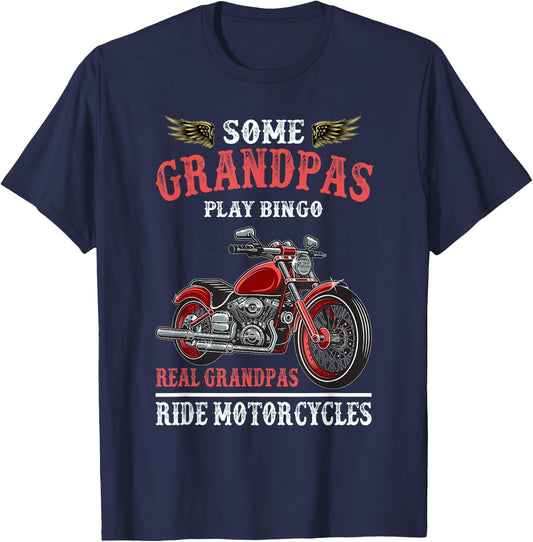 Real Grandpas Ride Motorcycles Funny Bike Riding Gift Biker T-Shirt - T-Shirt | Navy