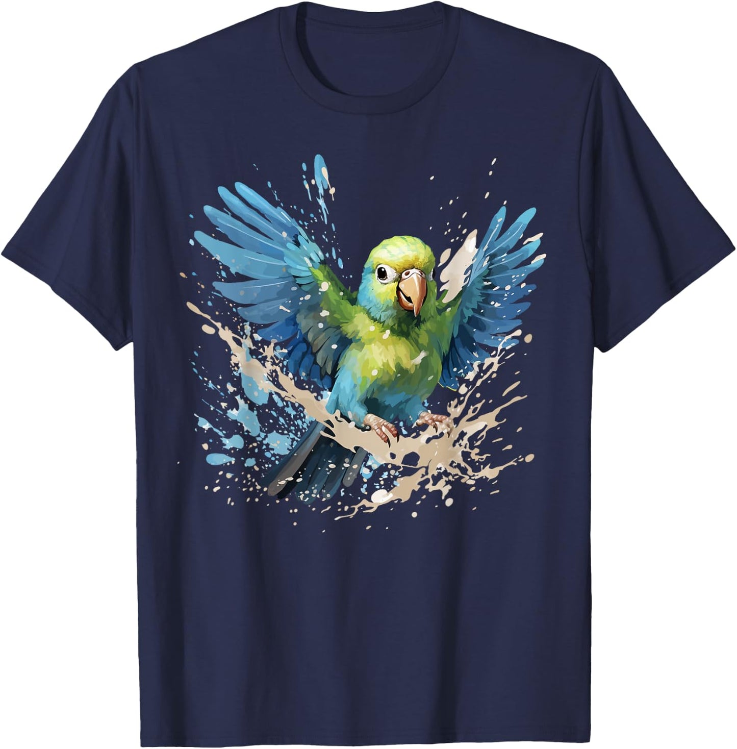 Colorful Splash Art Pacific Parrotlet Parrot Lover T-Shirt - T-Shirt | Navy