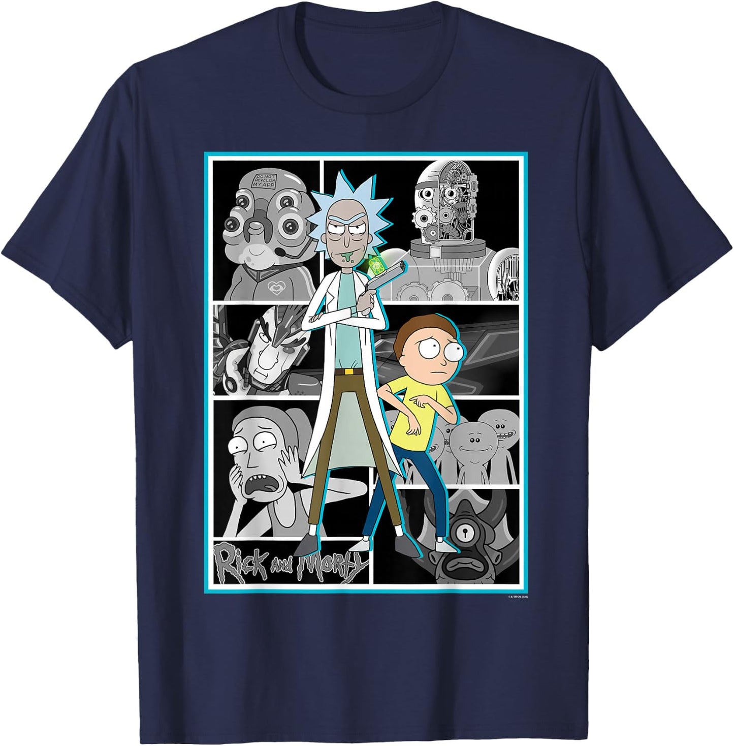 Rick and Morty Characters Adult Cartoon Fashion T-Shirt - T-Shirt | Navy