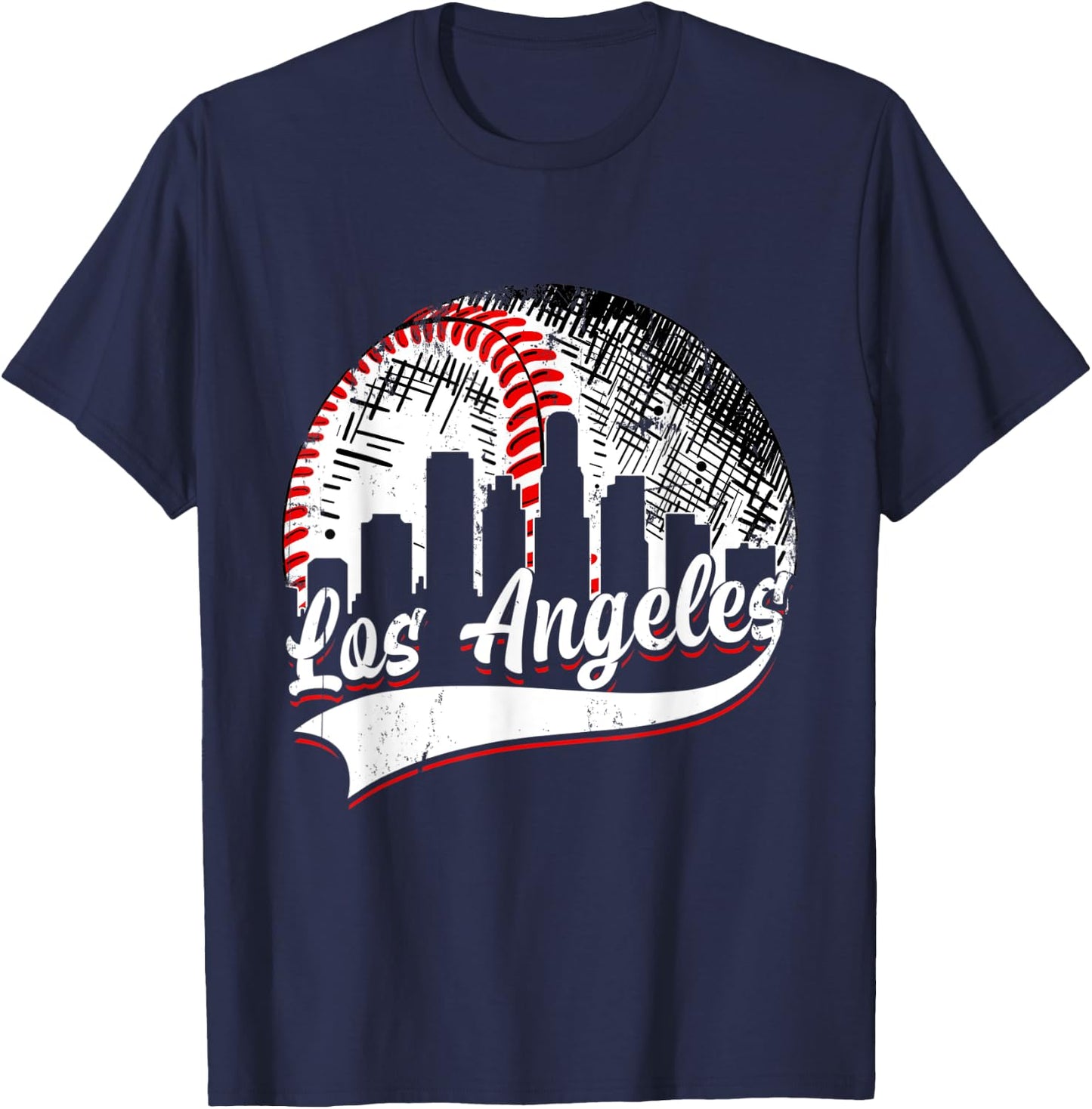Vintage Los Angeles Baseball Lover Men Women Game Day T-Shirt - T-Shirt | Navy