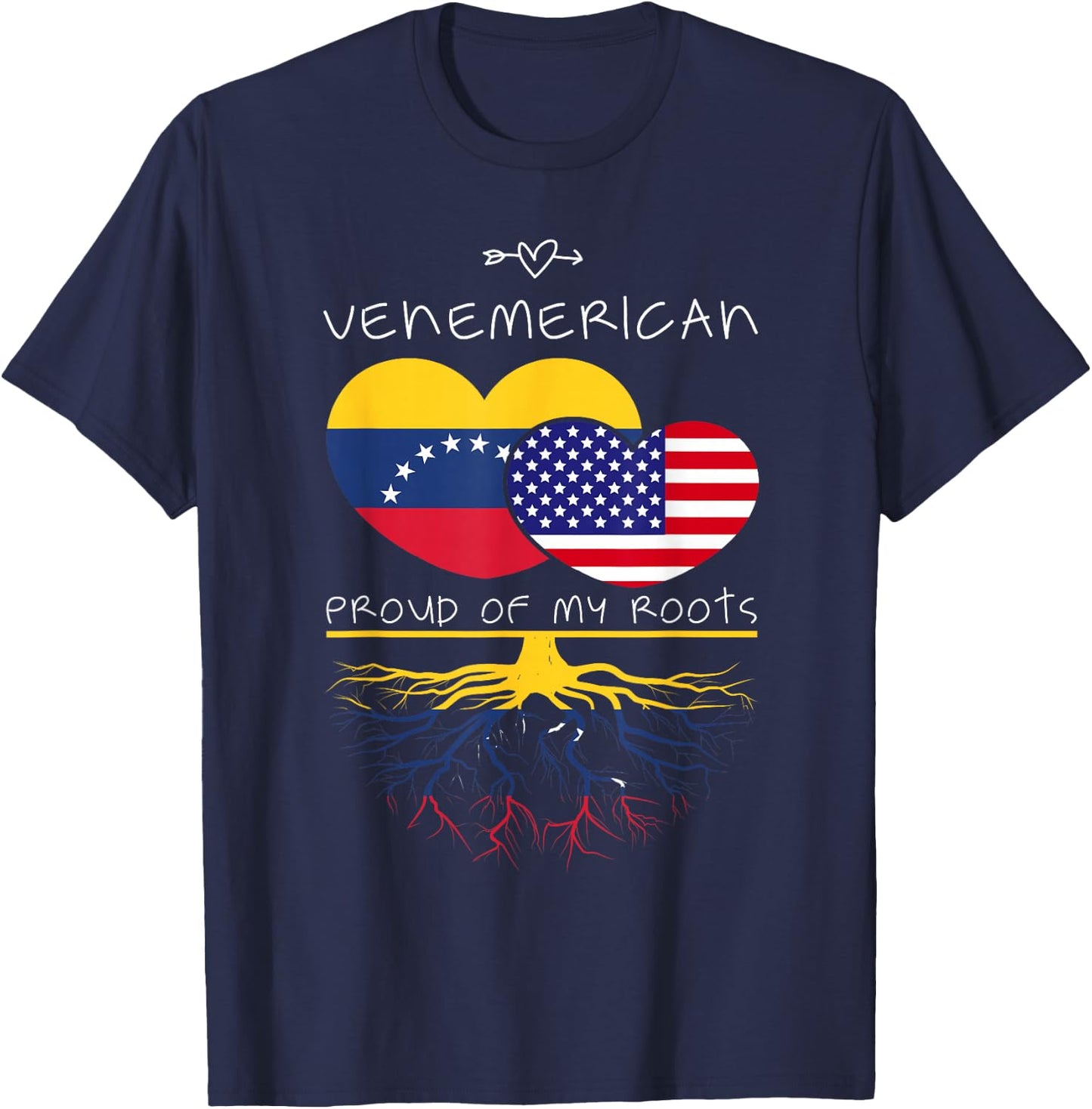 Venezuela USA Proud of Both Countries Venemerican T-Shirt - T-Shirt | Navy