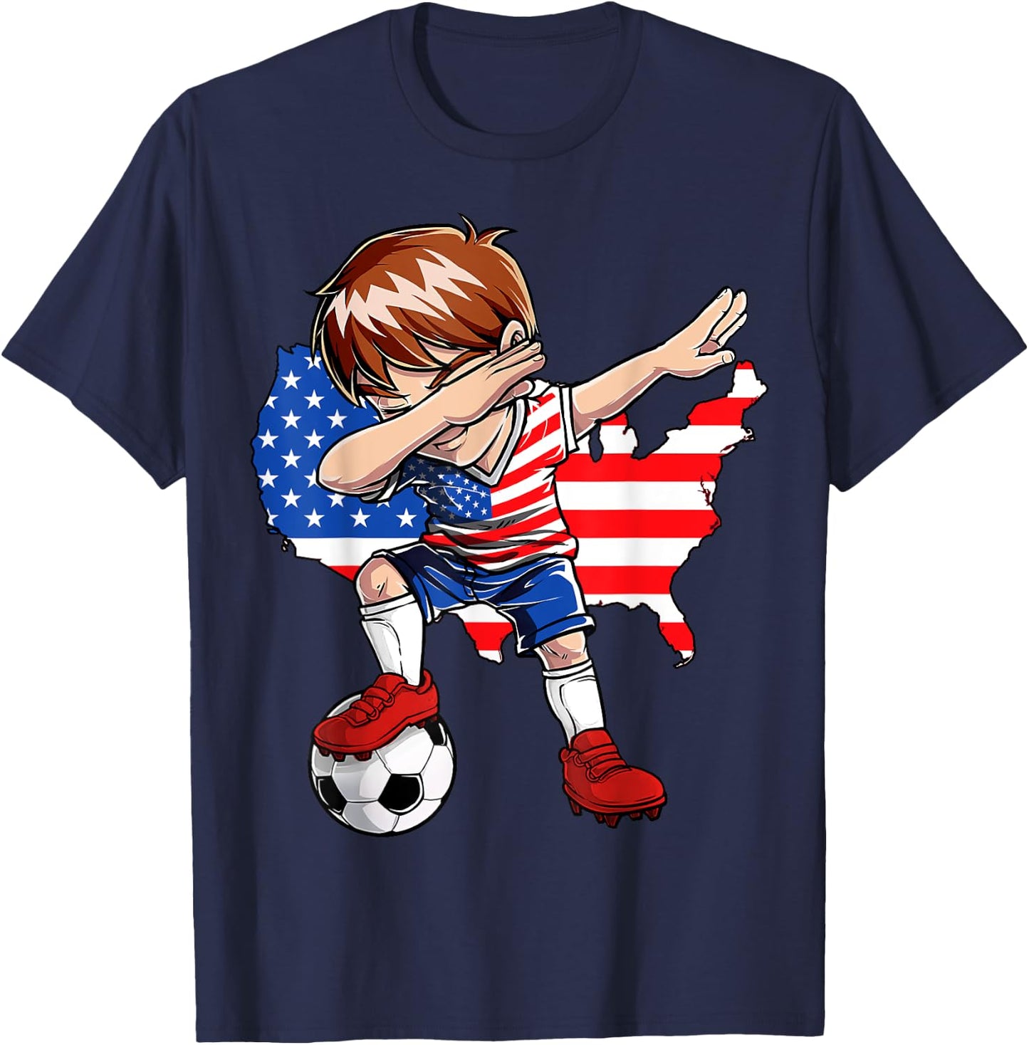 Dabbing Soccer USA Jersey Boy United States Boys Football T-Shirt - T-Shirt | Navy