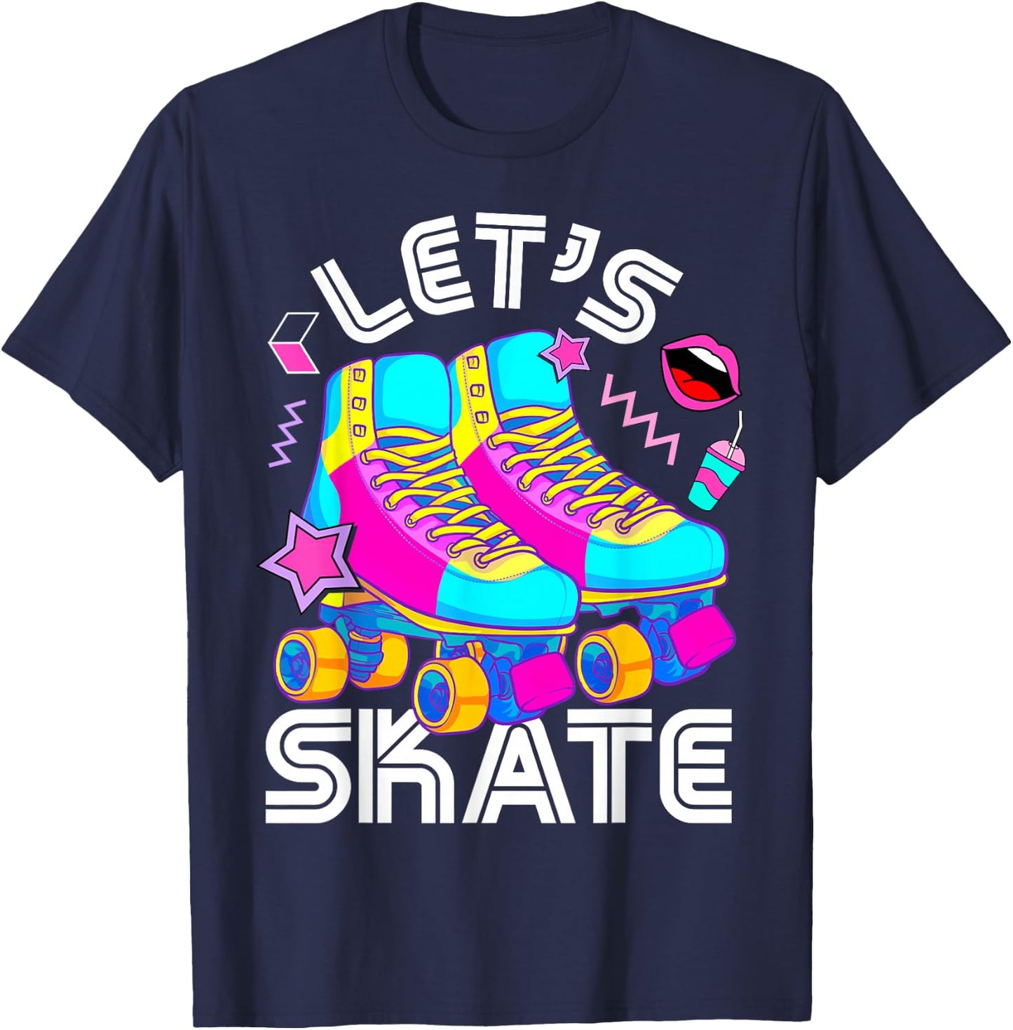 Let's Skate Retro Roller Skate Roller Derby Girls T-Shirt - T-Shirt | Navy