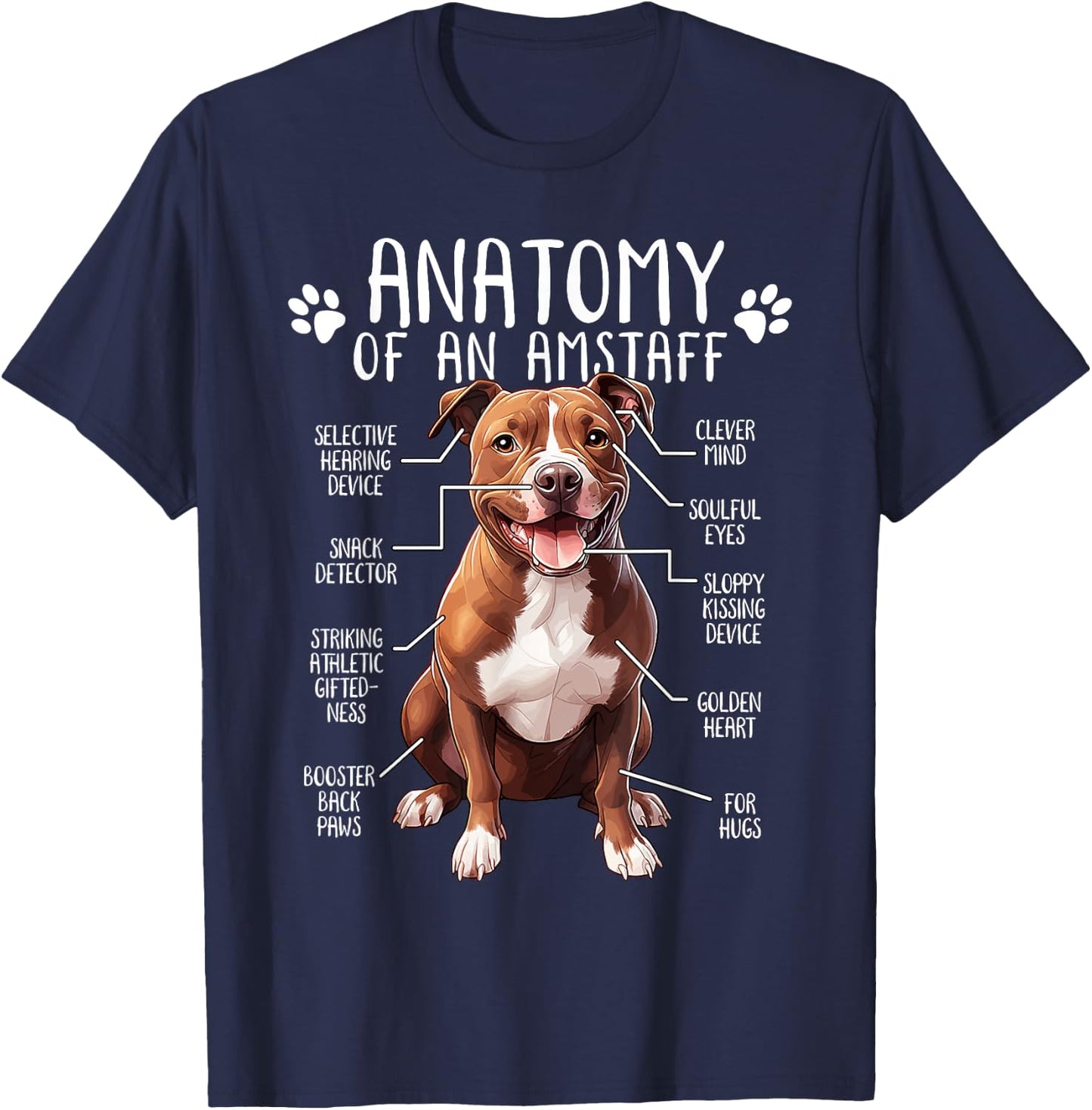Funny Anatomy American Staffordshire Terrier Dog Amstaff T-Shirt - T-Shirt | Navy