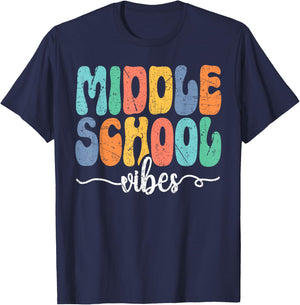 Hello Middle School Vibes Back To School Middle School Squad T-Shirt - T-Shirt | Navy