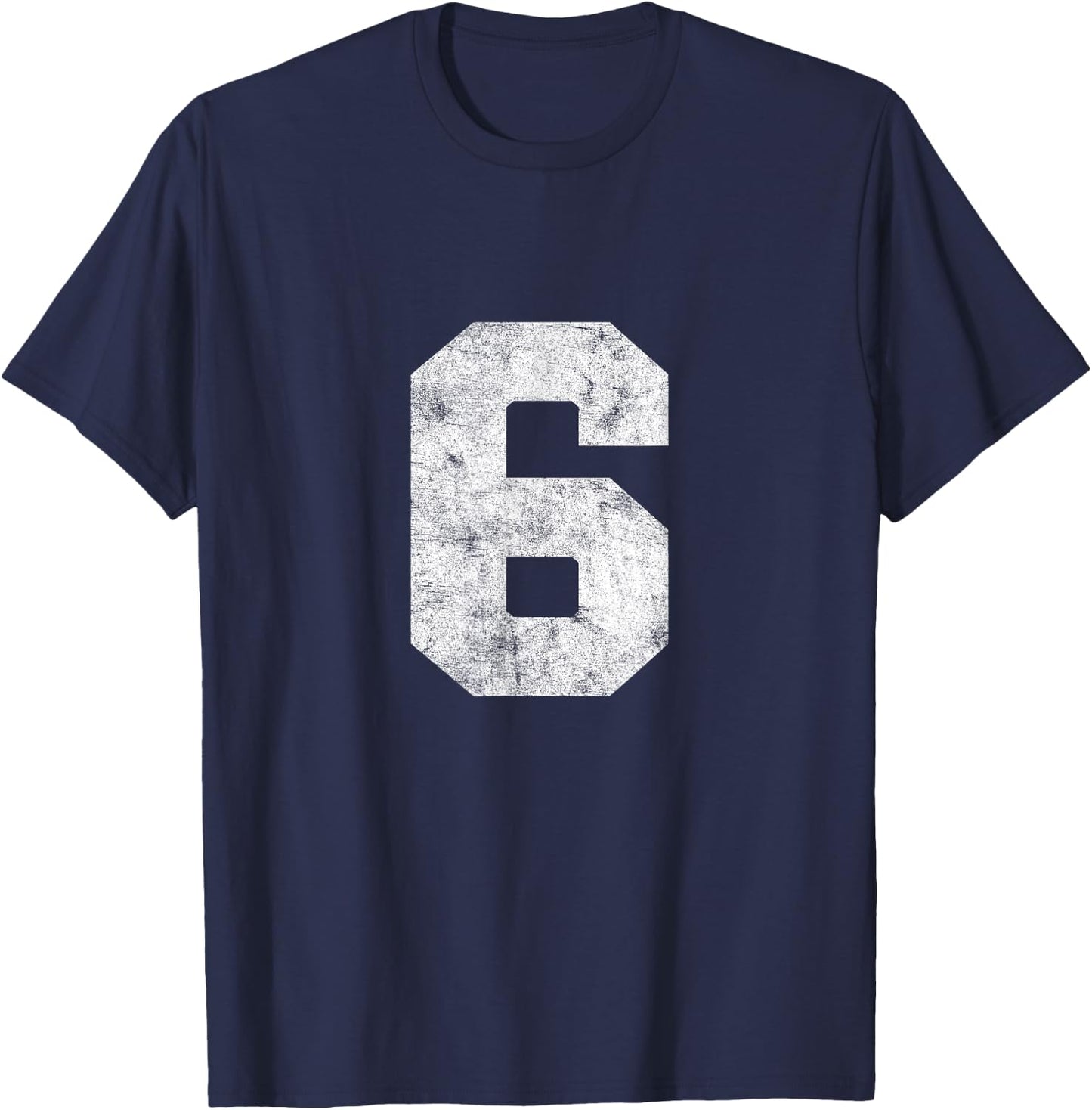 Vintage Lucky Number 6 Birthday Sports Player Team Athlete T-Shirt - T-Shirt | Navy