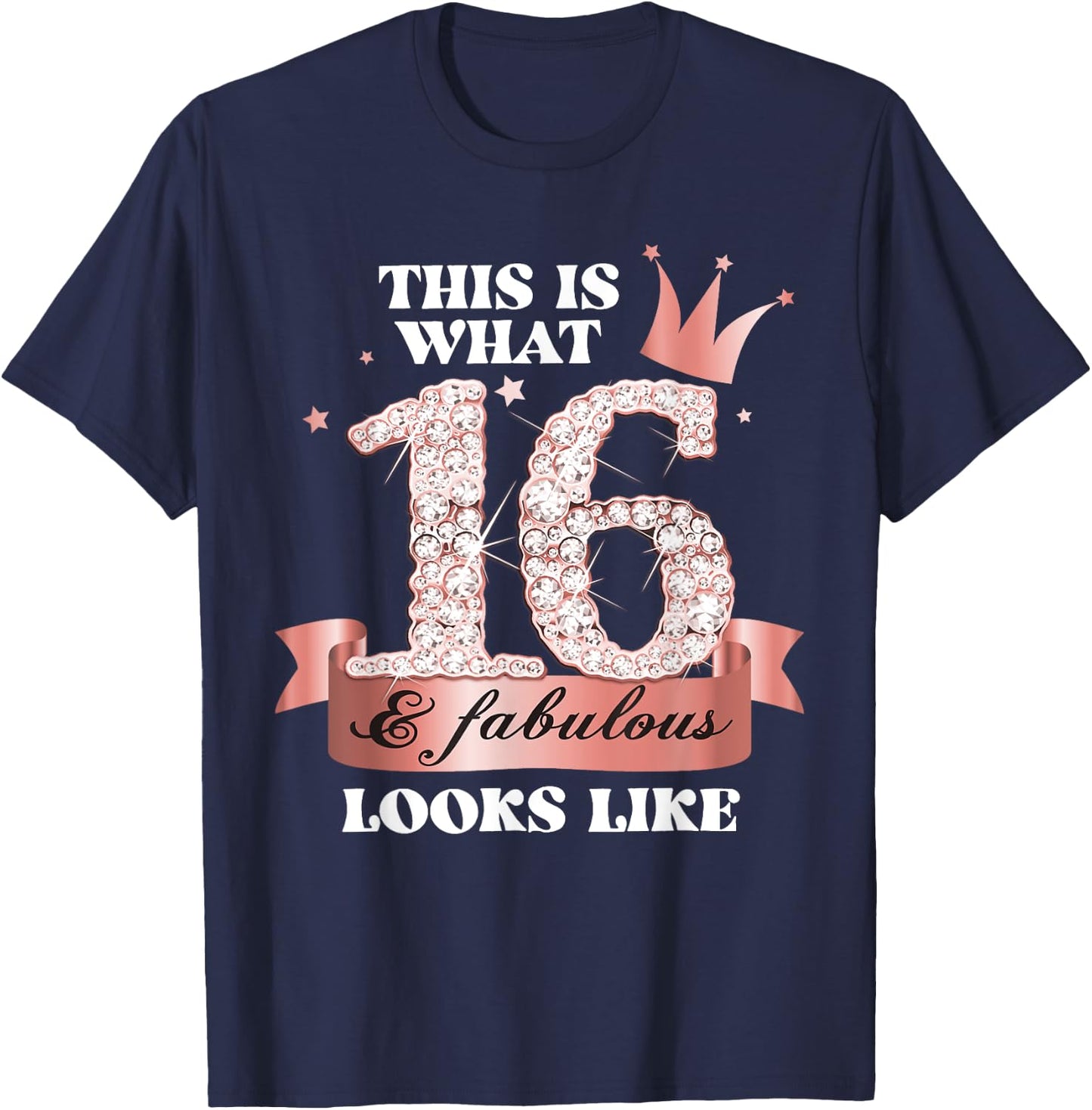 16 & Fabulous I Rose And Black Party Group Candid Photo Item T-Shirt - T-Shirt | Navy