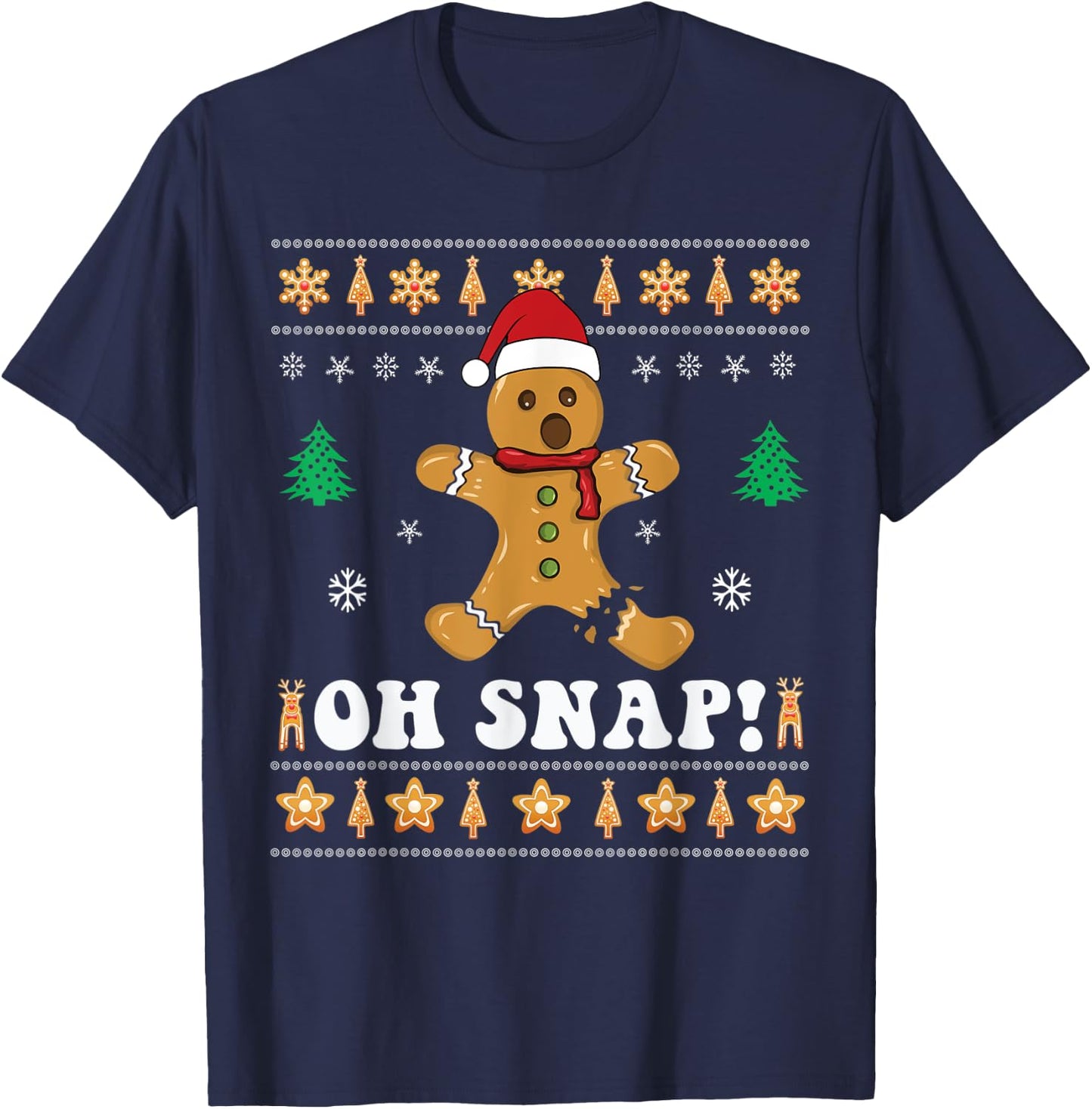 Gingerbread Christmas Oh Snap! Xmas Baking Baker Holiday T-Shirt - T-Shirt | Navy