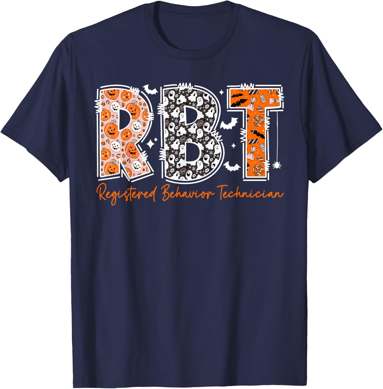 Funny RBT Halloween Registered Behavior Technician Halloween T-Shirt - T-Shirt | Navy