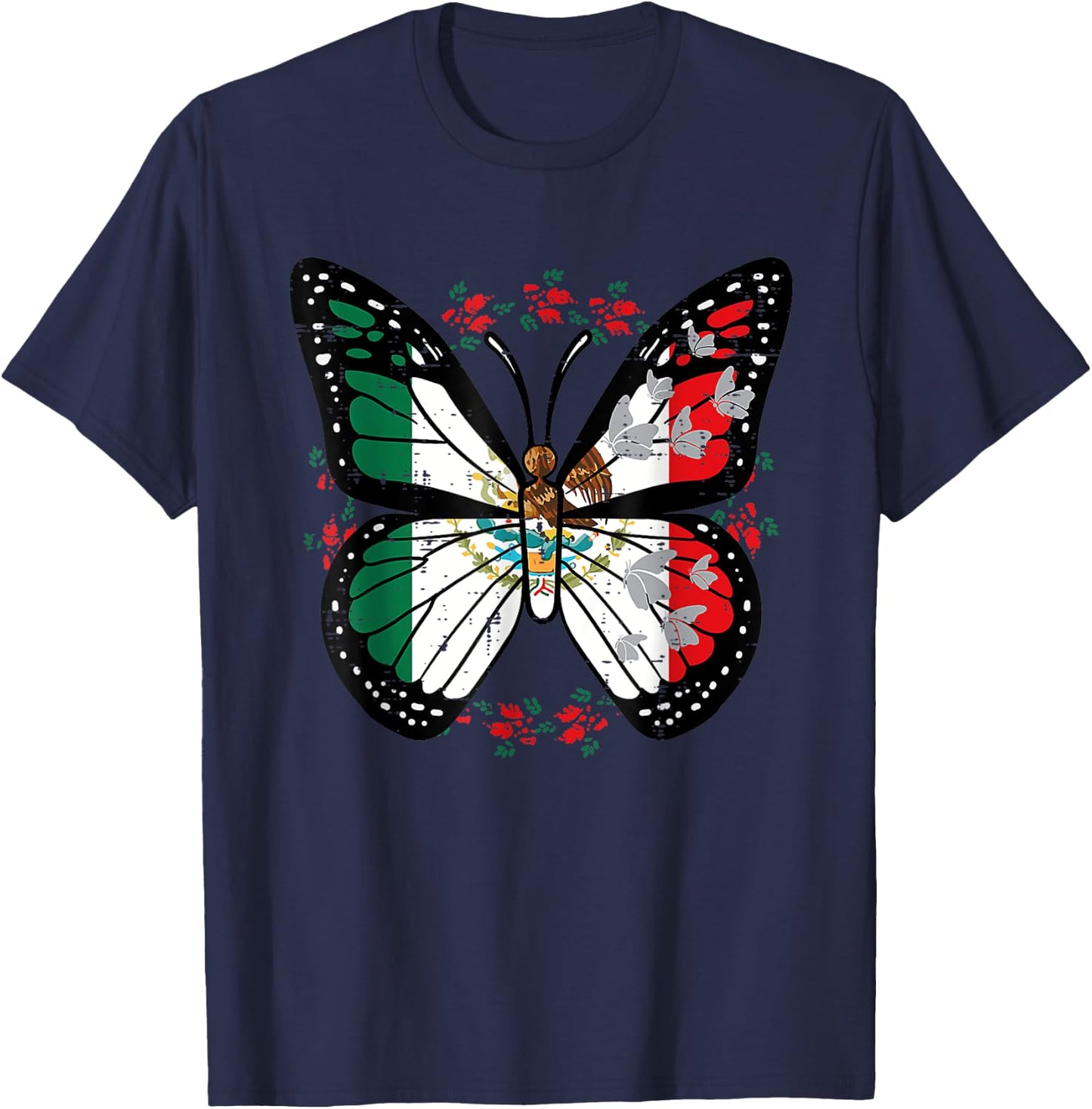 Mexican Independence Day Butterfly Mexico Women Girls Kids T-Shirt - T-Shirt | Navy