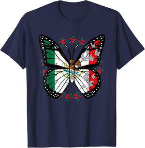 Mexican Independence Day Butterfly Mexico Women Girls Kids T-Shirt - T-Shirt | Navy
